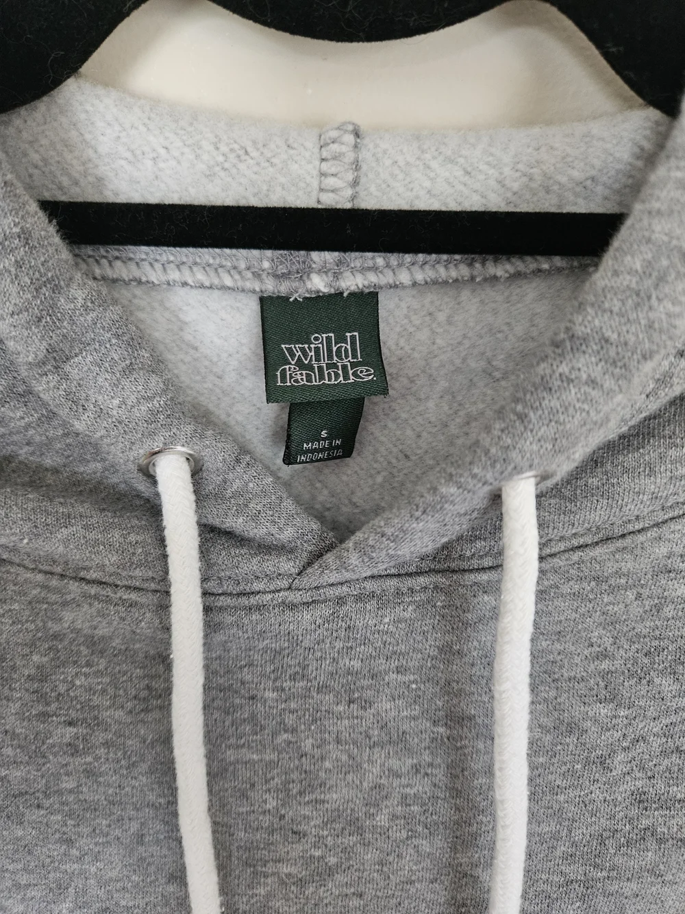 wild fable Gray Cropped Hoodie with White Drawstrings - Picture 2 of 3